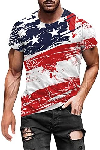 Краток ракав на војникот на Беу за маица со американско знаме Ретро патриотски мускулен тренинг Атлетика на 4-ти јули, врвови на врвови