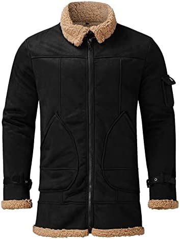 Менс зимски јакни замрзнати руно композитно палто со долг ракав патент лапел дебел палто спортски јакни за мажи