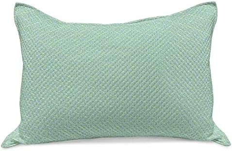 Амбесон Ромб печати плетен ватенка перница, квадрати природно зеленило Лиснато геометриски украси, стандардна обвивка за перница со големина