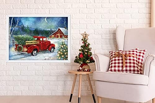 Комплети за сликање на Божиќни дијаманти Руиха, зимски комплет за уметност во зимски дијаманти за возрасни, црвена камион 5Д боја со дијамант