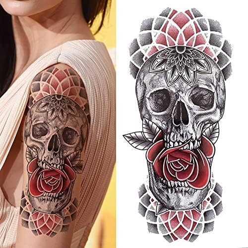 Shangmaoyo привремени тетоважи 6 парчиња крст лав Привремена тетоважа за жени мажи возрасни череп тигар волк шума налепница црна