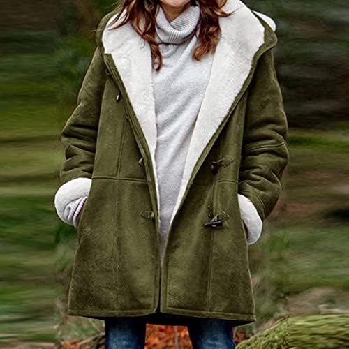 Nlomoct Зимски палта за жени плус големина, топло задебелено крзно руно, наредени јакни со качулка, обични долги долги парки