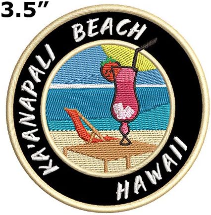 Каанапали Бич, Хаваи јагода Даикири извезена премиум лепенка DIY железо или шиење декоративна значка амблем за одмор сувенири