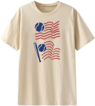 Денот на независноста кошула женски преголеми врвови капка рамената Туника Топ во САД знаме за печатење графички маички лабави
