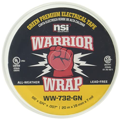 Warriorwrap Premium 3/4 in. X 66 ft. 7 MIL винил електрична лента, зелена