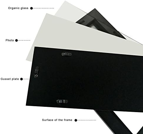 Adeco 7 Отвори црна колаж дрвена рамка за фотографии, дрвен wallид што виси колаж рамка, wallиден декор направен за прикажување на седум
