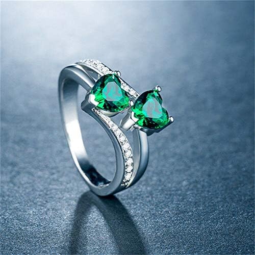 Аура накит романтични жени 925 Сребрен прстен смарагден роден камен, венчален прстен со големина 6-10