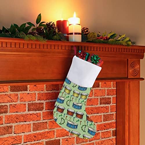 Шарени тапани Bongos tambourines Божиќ виси чорапи за порибување за Божиќно дрво Камино за одмор дома