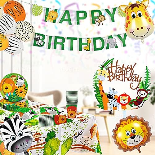 Partyунгла тематска забава пакет за 32 гости - Премиум за квалитетни партии за забави Сафари Декорации - Детски комплет за роденденска забава