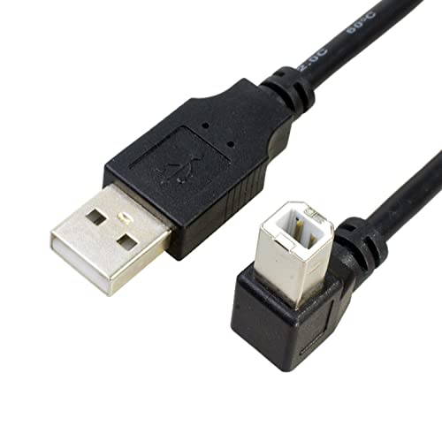 Кабел за печатач со USB Traovien, 3,3ft USB Type A до Type B кабел, USB 2.0 A MALE до B машки 90 степени УСБ -кабел за HP, Canon, Dell,