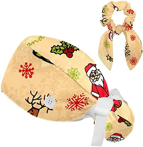 Медицинска медицинска сестра Капчиња Божиќ Дедо Мраз и Пријатели Слика Прилагодливо работно капаче со копче и лак за коса