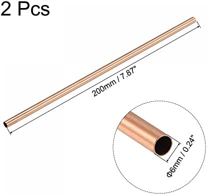 Uxcell бакарна тркалезна цевка 7,5 mm OD 0,5 mm Дебелина на wallидот од 300мм цевки со цевка со должина 2 парчиња 2 парчиња