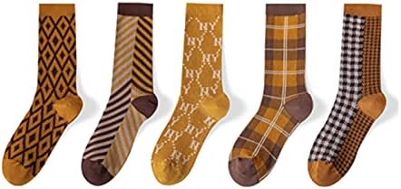 Слатиом 5 пара гроздобер жени чорапи памук есен зимски долги чорапи постави уличен стил обичен целиот натпревар