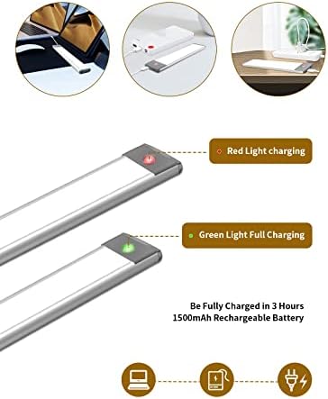 Lyouwei Плакарот Светла Движење Сензориран, 30 LED ПОД Кабинетот Осветлување, БЕЗЖИЧЕН USB Полнење, Батерија Управувана, Стап-На