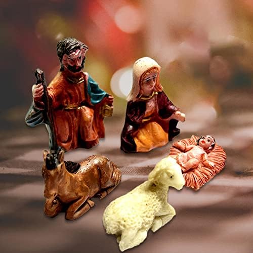 Fakeme 5x Исус статуа Божиќни украси за рожиште на сцената