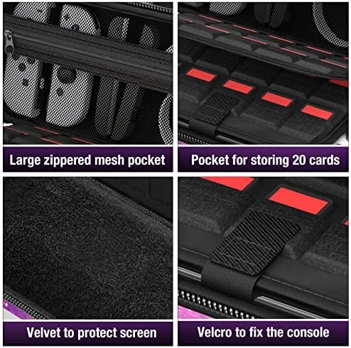 Носење кутија компатибилна со Nintendo Switch OLED/Switch Console, тврда обвивка за преносни преносни прекинувачи за преносни торбички за патувања со џебови за додатоци и со 20 скл?