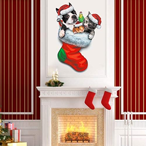 Винил налепници 2020 Божиќни чорапи миленичиња мачки кучиња хрчак семејна соба wallидна налепница декорација