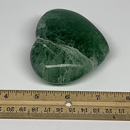 297G, 2,7 x3.2 x1.3 Природно зелено флуоритно заздравување на срцето кристал, Reiki Energy, флуоритно срце полирано, домашен декор, лечен