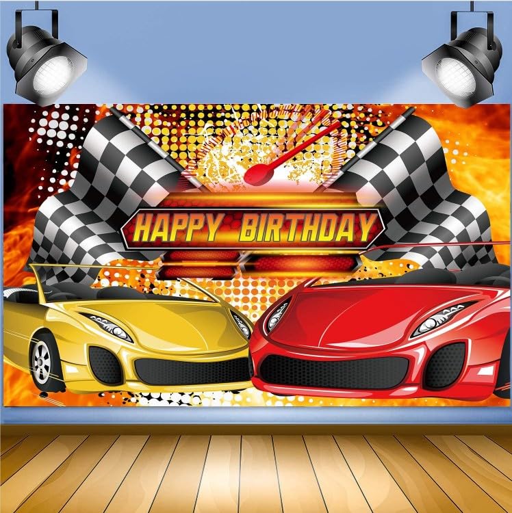 Заднини за трки за автомобили за украси за роденденска забава FHZON 7x5ft роденденски позадини Тема забава Фотографија Позадина Позадина