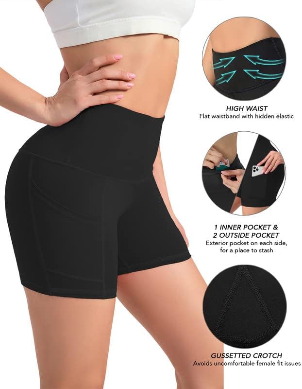 Тренингот хеланки за жени со високи половини јога панталони со џебови меки и контрола на стомакот што работи со панталони за хеланки