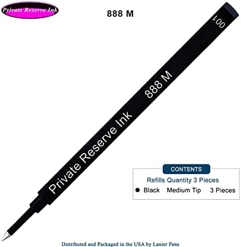3 пакет - приватниот резервен мастило Шмит 888 Rollerball Refill Black Medium Tip