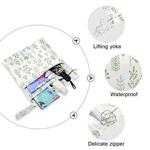 ксигуа 2 ПАРЧИЊА Слатки Лисја Зелени Влажни Суви Кеси За Платнена Пелена Водоотпорна Торба За Костими за Капење Со Рачка За Торбичка За