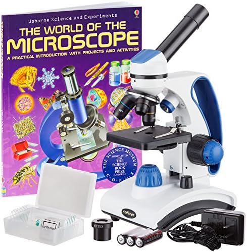 AmScope M162C-2L-PB10-WM Награден 2018 Најдобрите Студенти и Деца Микроскоп Комплет &засилувач; Сп-14 Микроскоп Слајд Подготовка