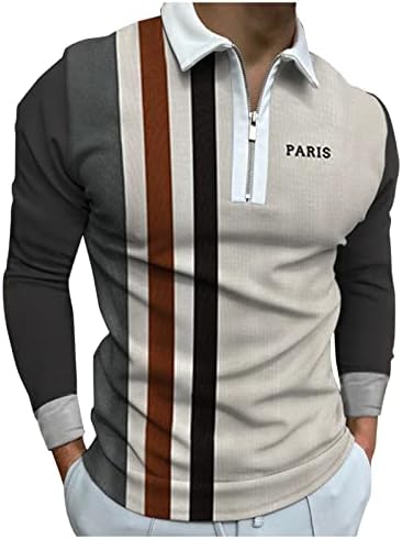 Xxbr zipper polo кошули за мажи, маички со долги ракави со пад на мускулите, патент на вратот, деловни врвови за голф за работа