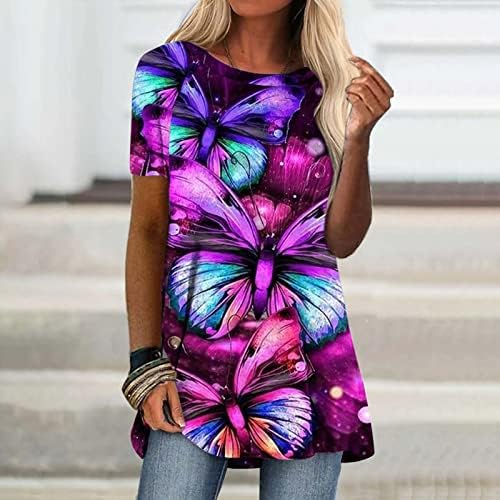 Женска облека мода со кратки ракави екипаж памук графички врвен кошула есен летен маица за жени hs hs