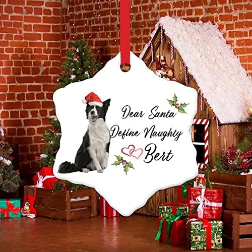 Божиќен украс Почитуван Дедо Мраз дефинирајте непослушен смешен Божиќ што виси декор Персонализирано Дедо Хет куче Божиќно дрво Орнамент Граница Коли куче керами