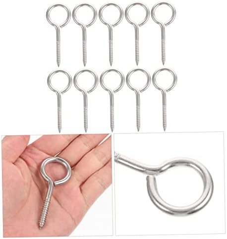 MagicLulu 10 парчиња завртки за завртки за очи и очите метални завртки метални бетонски сребрени прстени