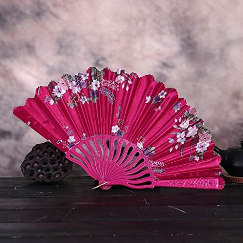 Icodod гроздобер кинески стил преклопена вентилатор свадбена забава чипка фан свила преклопена рака држена занает занает занаетчиски перформанси