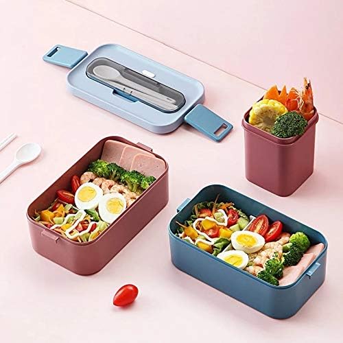 Лкибоа Двојна бенто кутија Преносни надворешни контејнери за складирање храна отпорни На Истекување кутија За Ручек Во Јапонски стил со кутии за ладилници