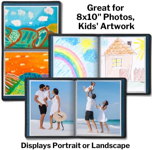 Dunwell 8x10 Photo Album Portfolio -, 8 x 10 фото албум со 24 ракави, приказ на 48 страници, користете како училишен албум