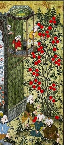 Минијатурно сликарство Персиско уметничко дело свилена хартија рачно изработена Омар Кајам 8,3 x 11,6
