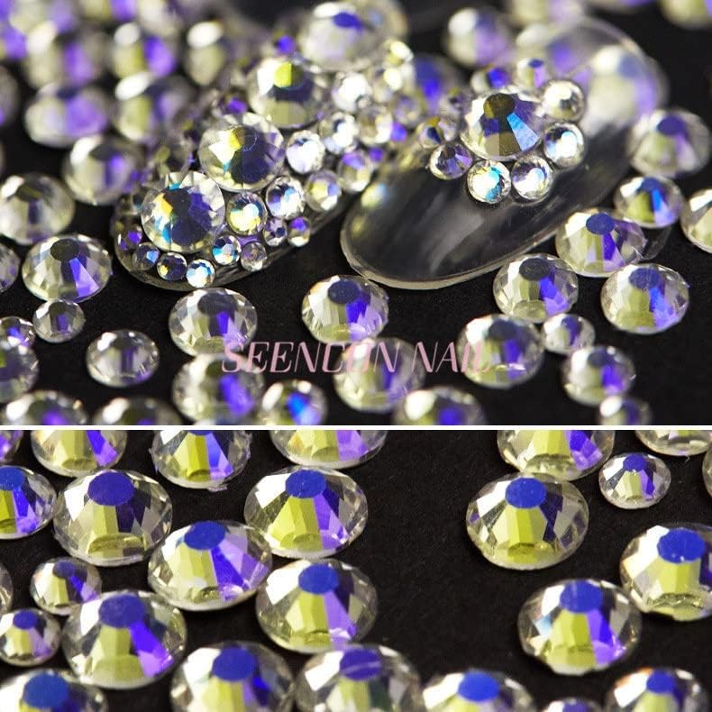 1440pcs Ноќно starвездено небо шарено не -фиксни рамни ретровизори за нокти 3D нокти уметност дијамантски сјај скапоцен камен накит