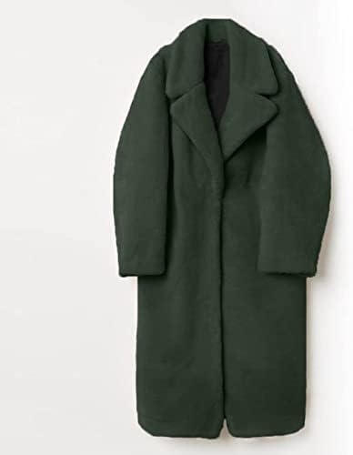 Женски палто есен зимски плишано лабава палто со долг ракав плус големина обични топли палта руно faux надворешна облека палто Jeanан