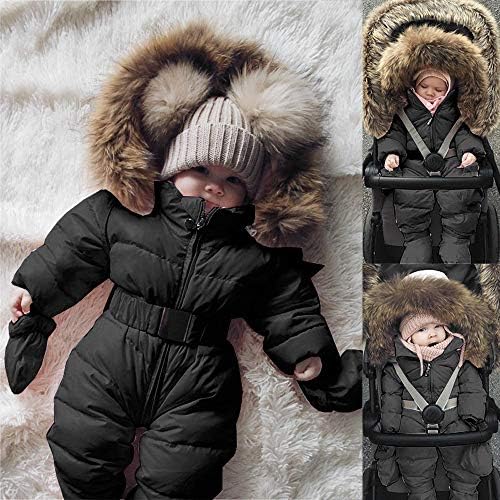 Fulijie бебе палто ромпер надворешна облека Snowsuit девојки палто за новороденче скокање со качулка, топло девојки палто и јакна младост