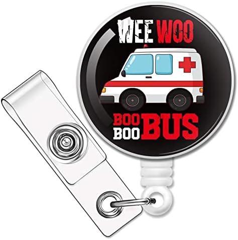 Rzhv Wee Woo Boo Boo Автобус Повлекува Значка Ролна Со Алигатор Клип, Смешни Амбуланта Значка Лична Карта Картичка Значка Подарок