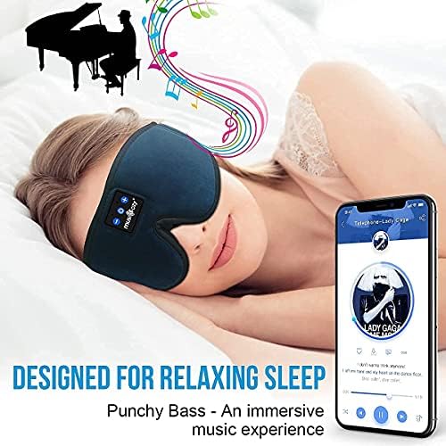 Слушалки за спиење MusicOzy 3D Bluetooth 5.2 безжична маска за спиење на главата, слушалки за спиење Музичка маска за очи за странични
