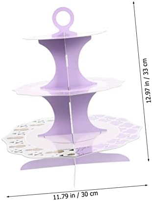 ифундом 3 парчиња 3 Свадбена Торта Тркалезна Кула За Бебиња Хартиени Нивоа Дисплеј За Додатоци За Мафини За Еднократна Употреба Виолетова