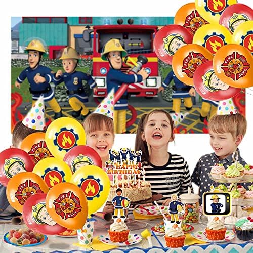 Пожарникар Партија Материјали Украси Сем Роденден Торта Топер Банер Декор Позадина Балони