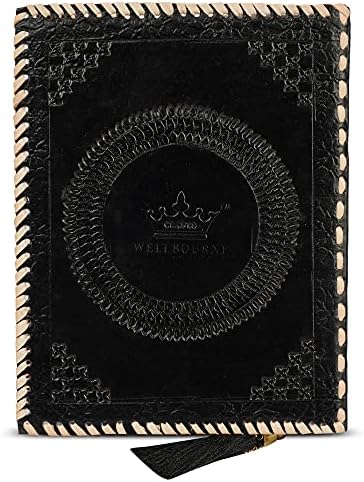 Wellbourne кожа врзана весник Рачно изработена тетратка A5 врежана сигил бафомет гроздобер дневник за лични патувања мисла празна