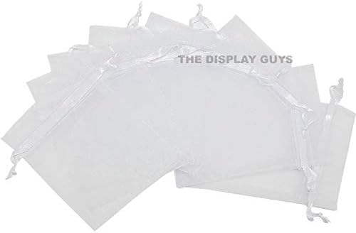 Thedisplayguys 100-пакет 4x6 бели чиста торби за подароци со органза со влечење, бонбони за накит третираат свадбена забава фаворизирана