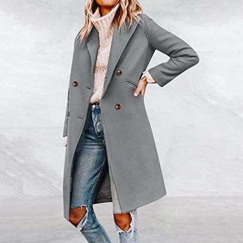 Зимски палта на Дасеис за жени, канцелариски ветерници дама долг долг ракав обичен зимски тенок палта лапел цврста