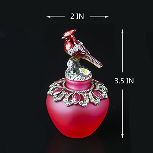 Ју Фенг Гроздобер празни шишиња со парфеми што може да се надополнуваат Реалистични накит за птици со црвено стакло