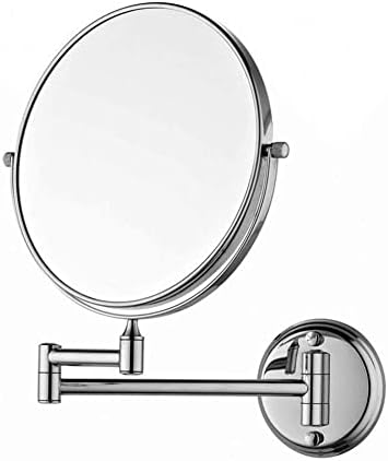 Rowita 8-инчен wallид монтиран шминка огледало, 3x зголемување на кружната форма двострана 360 ° вртење на вртење на бања козметичко суета