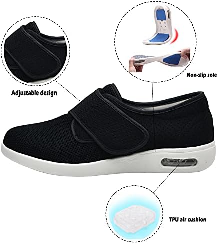 JBTNBX Sideенски широки ширини дијабетични чевли со прилагодливи патики за дишење лесни патики за одење прилагодливи затворачи на воздушни перничиња,