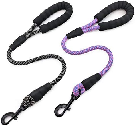 Mycice 2 ft Short Dog Leash - 2 пакувања најлонски јаже сообраќај поводник удобно рачка со рачка - силна олово за обука за мали средни