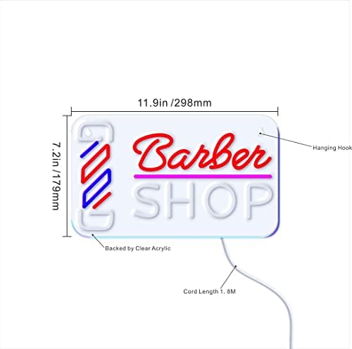 Продавница за бербер Барбер со Барбер Пол Флекс Силиконски LED неонски знак - Црвен и сина - ST16S32 -FNU0355 -RB